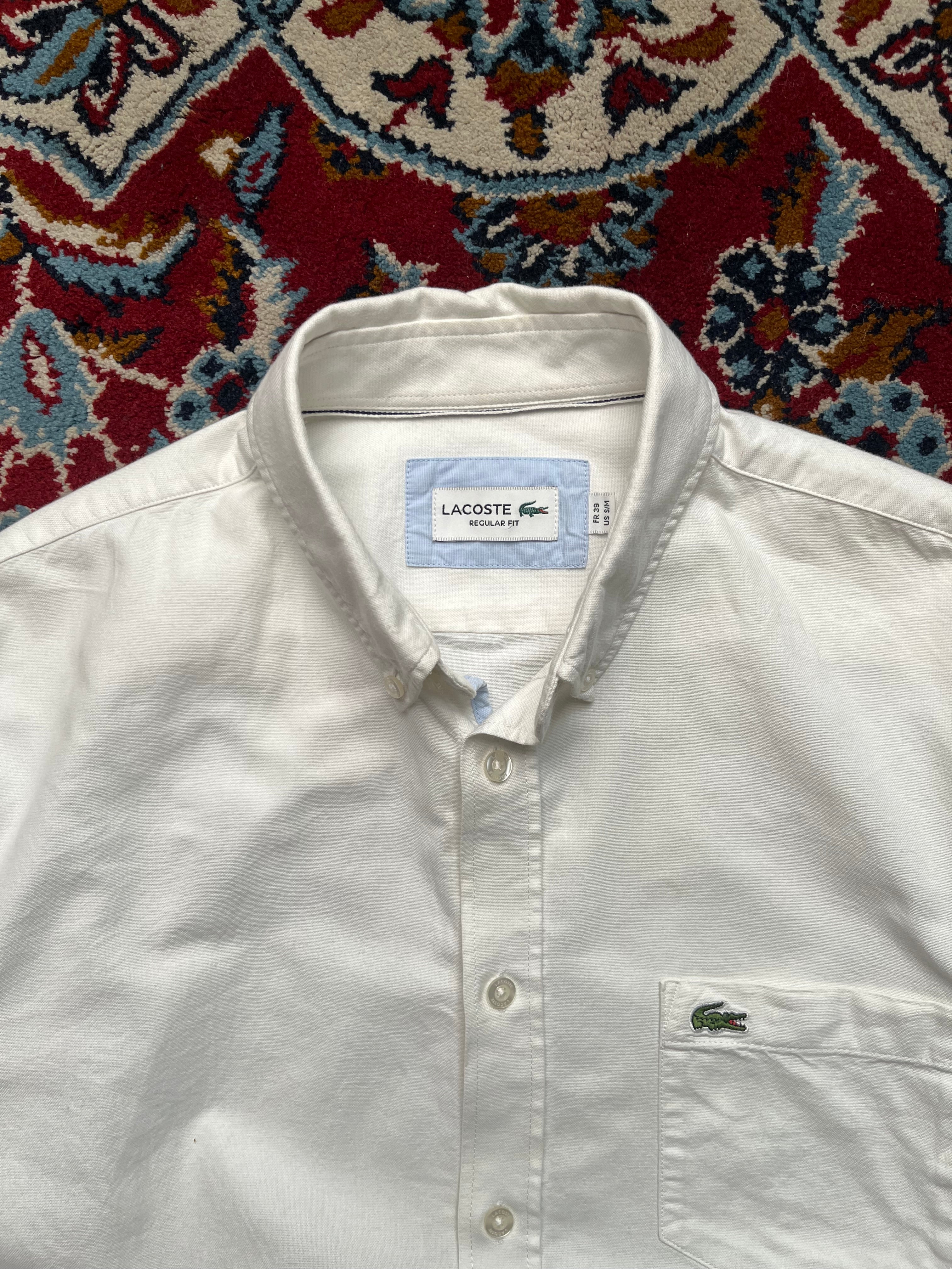 LACOSTE REGULAR FIT WHITE Button Down Shirt - M