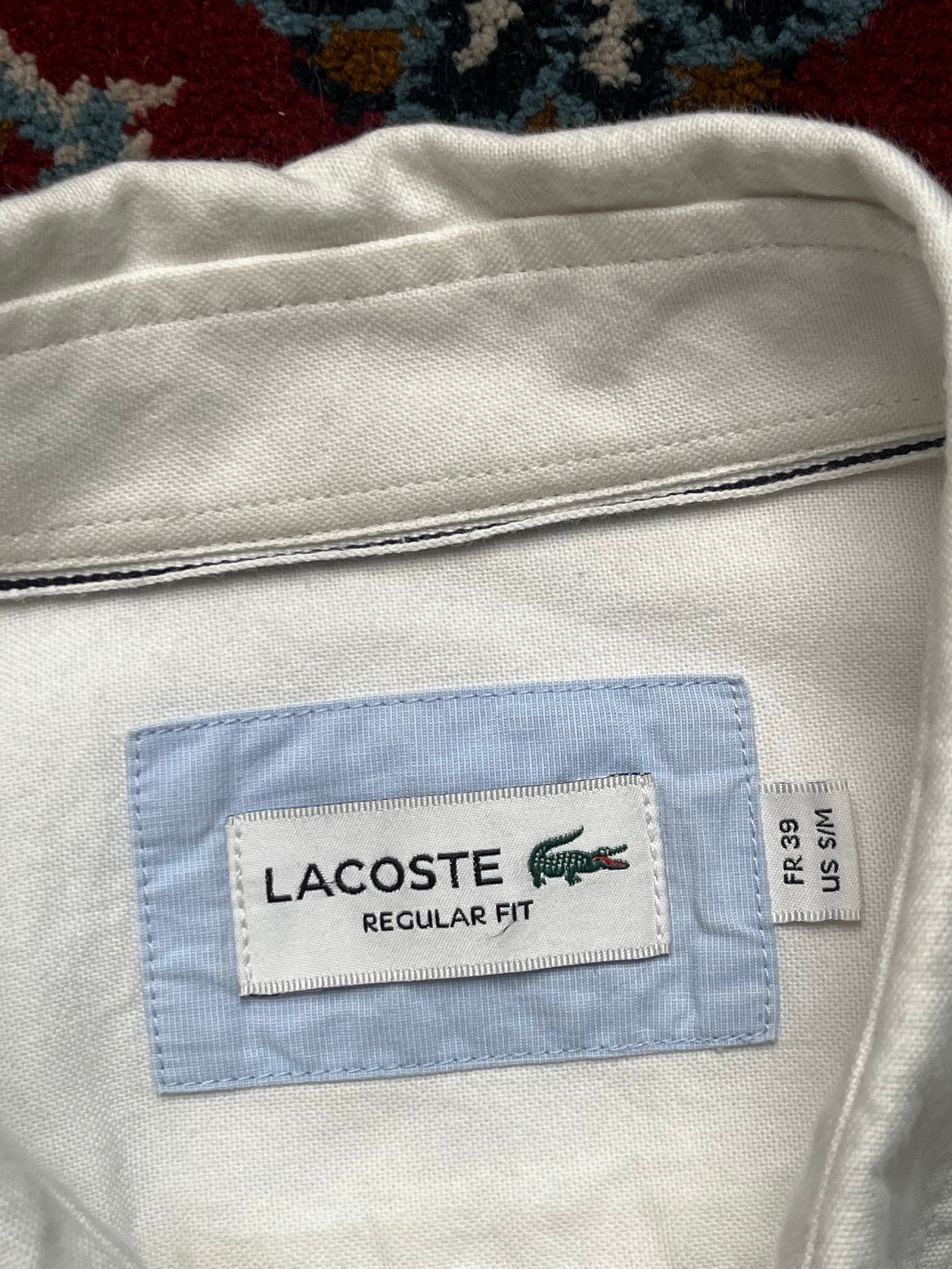 LACOSTE REGULAR FIT WHITE Button Down Shirt - M