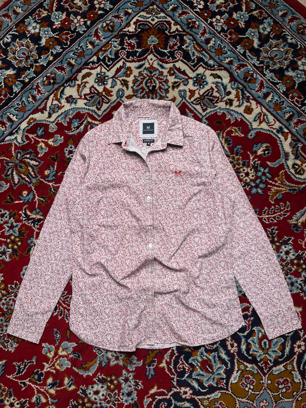 CREW CLOTHING COMPANY CLASSIC FIT FLORAL PRINT BUTTON DOWN WOMEN SHIRT - M