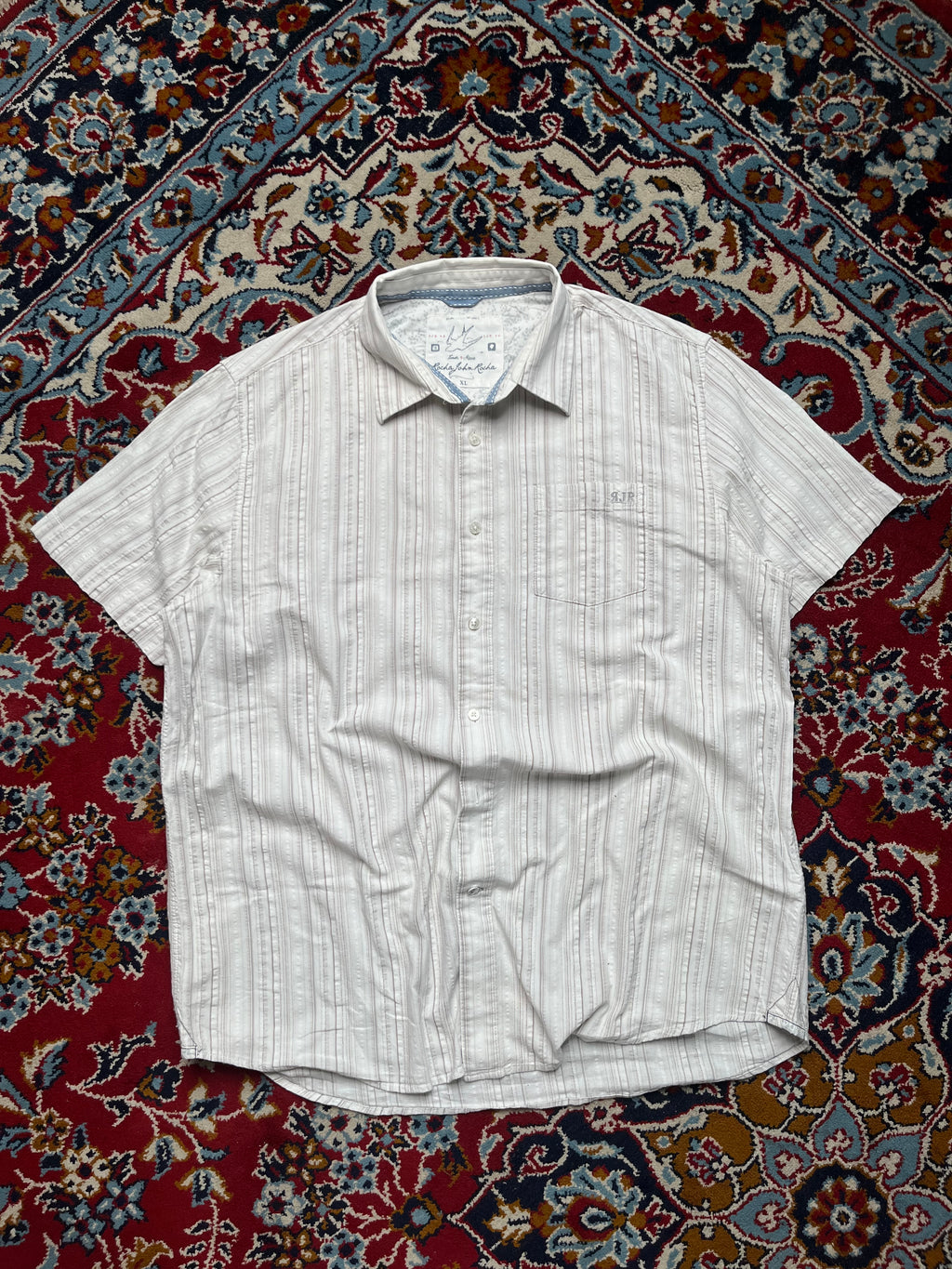 Rocha John Textured Striped Linen Button Down Shirt - XL