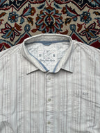 Rocha John Textured Striped Linen Button Down Shirt - XL
