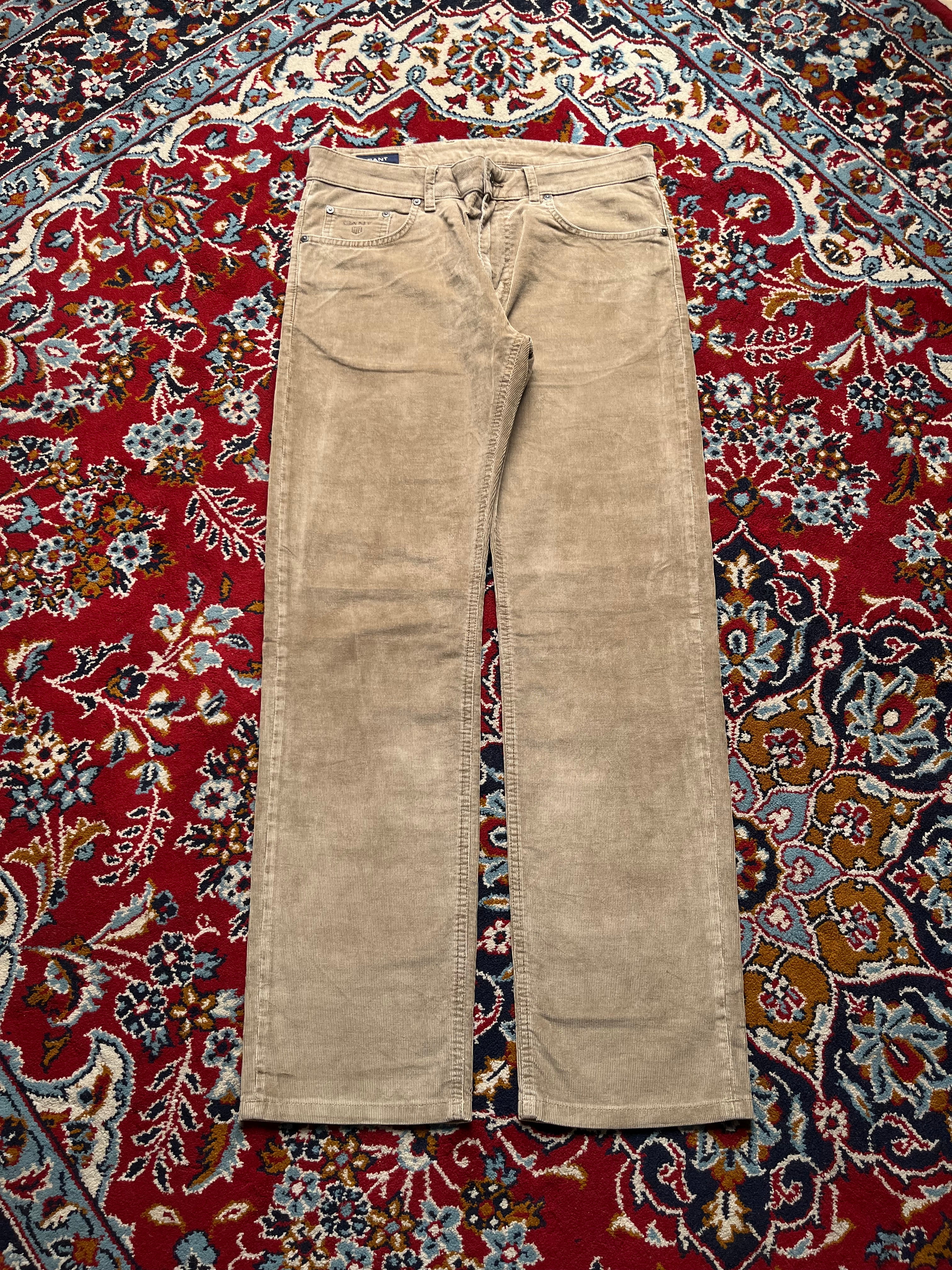GANT Tyler Fine Corduroy Tan Regular Straight Fit PANTS - 34