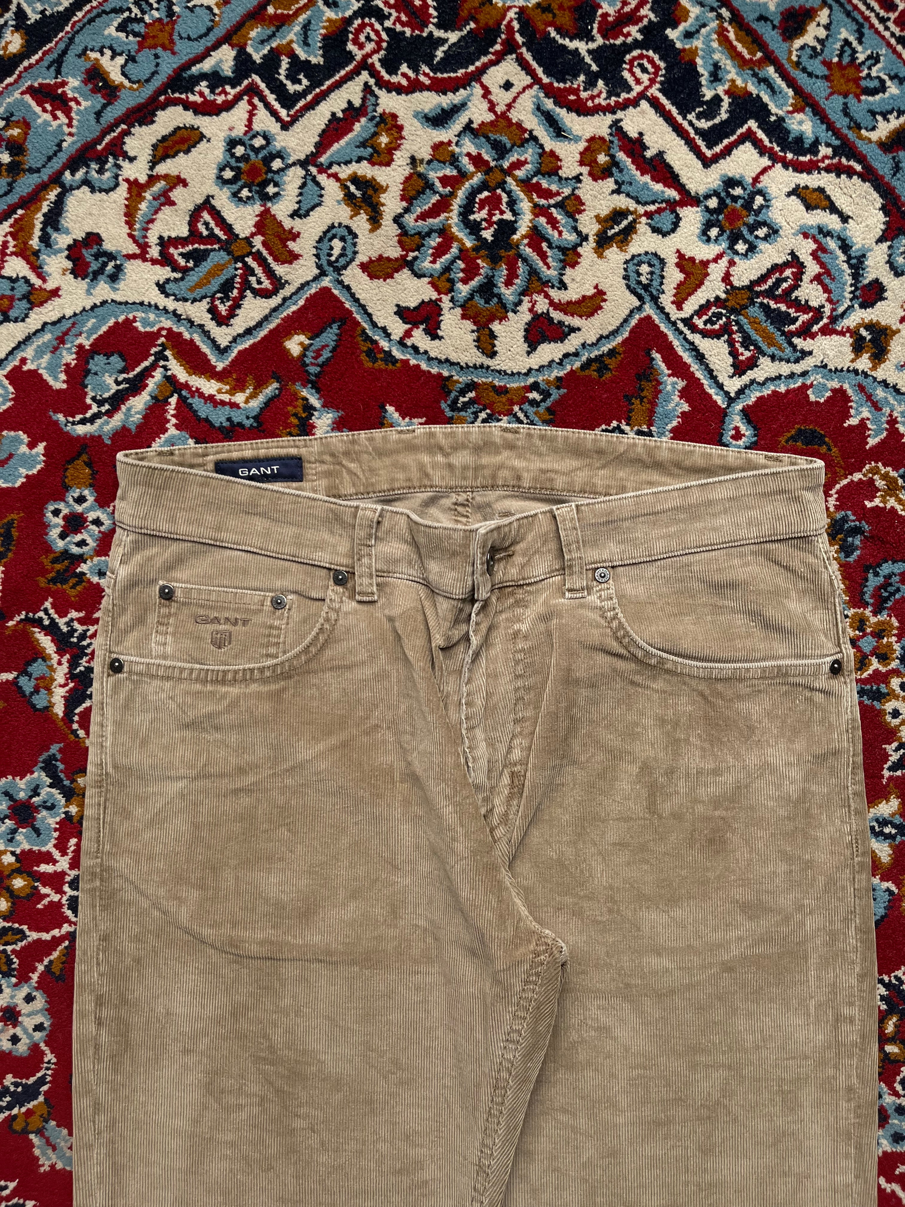 GANT Tyler Fine Corduroy Tan Regular Straight Fit PANTS - 34