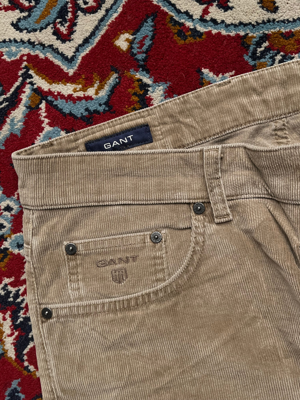 GANT Tyler Fine Corduroy Tan Regular Straight Fit PANTS - 34