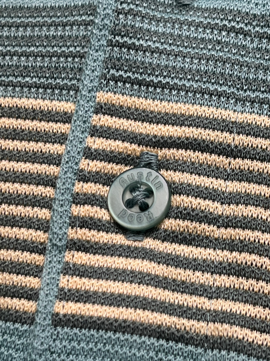 Vintage Austin Reed London Striped Cotton Knited Polo Tee - L