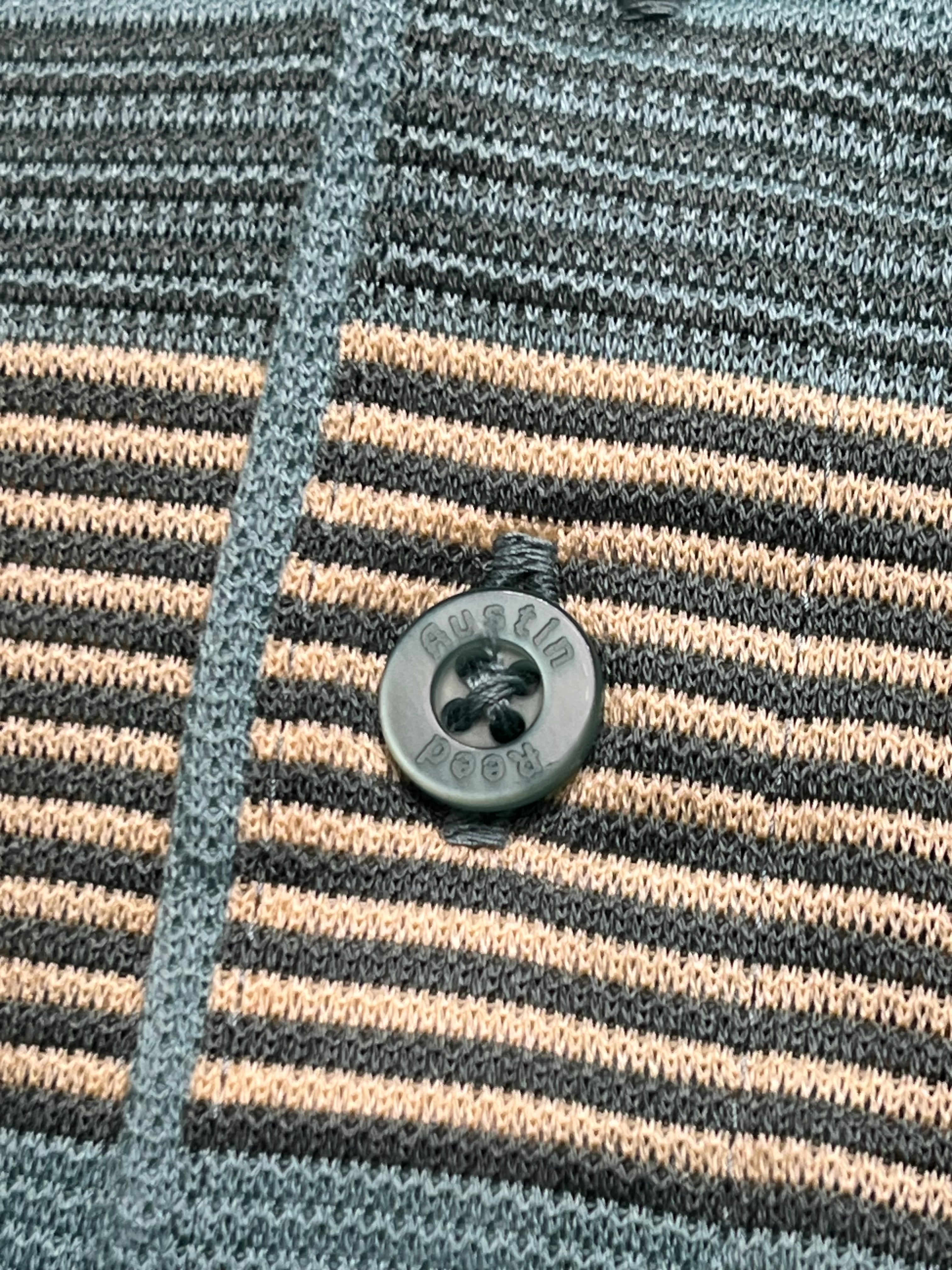 Vintage Austin Reed London Striped Cotton Knited Polo Tee - L