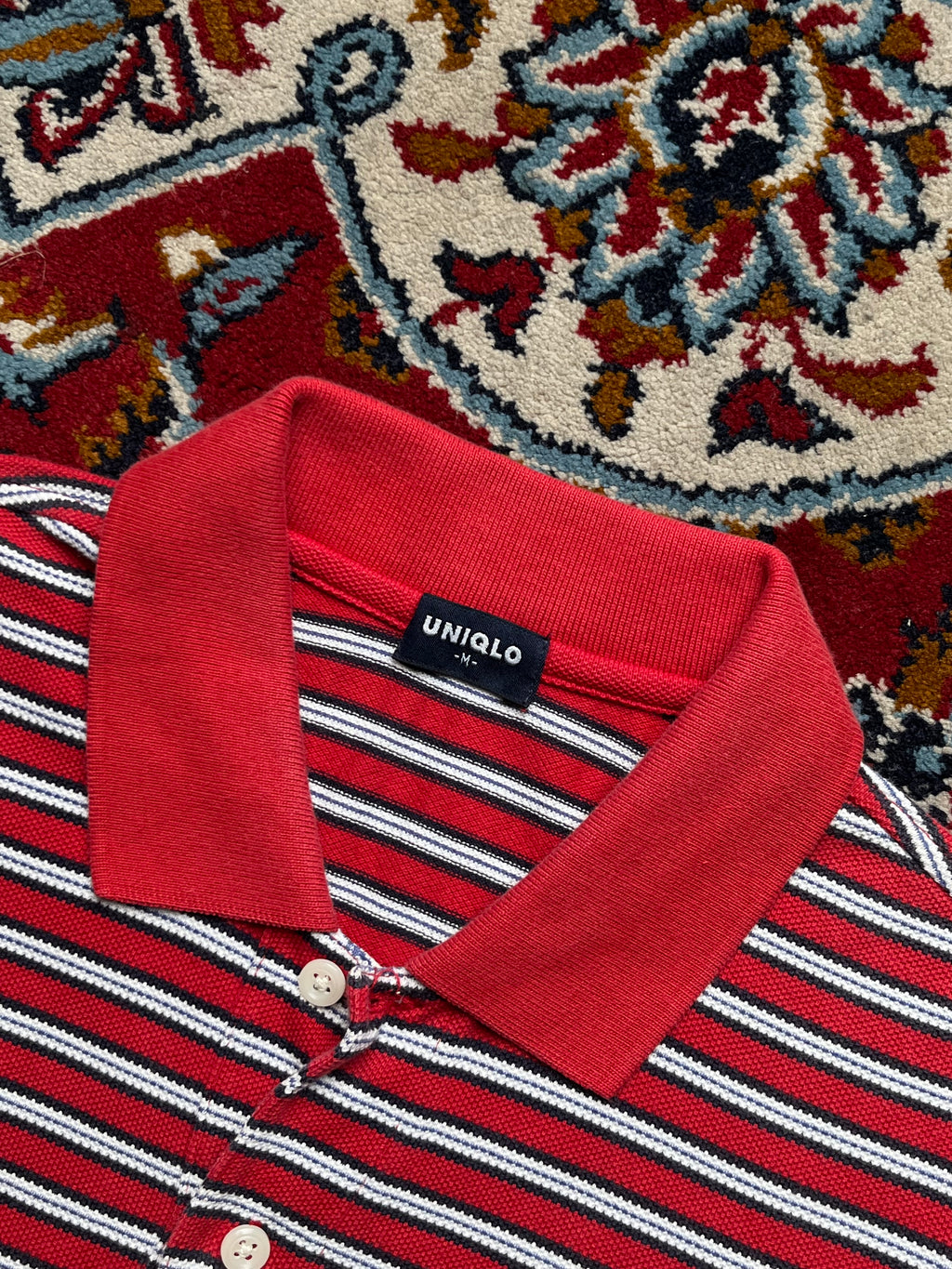Uniqlo Vintage Striped Knited Polo Tee - M