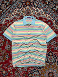 Alan Flusser Pastel Rainbow Multi-Color Striped Polo Tee - L