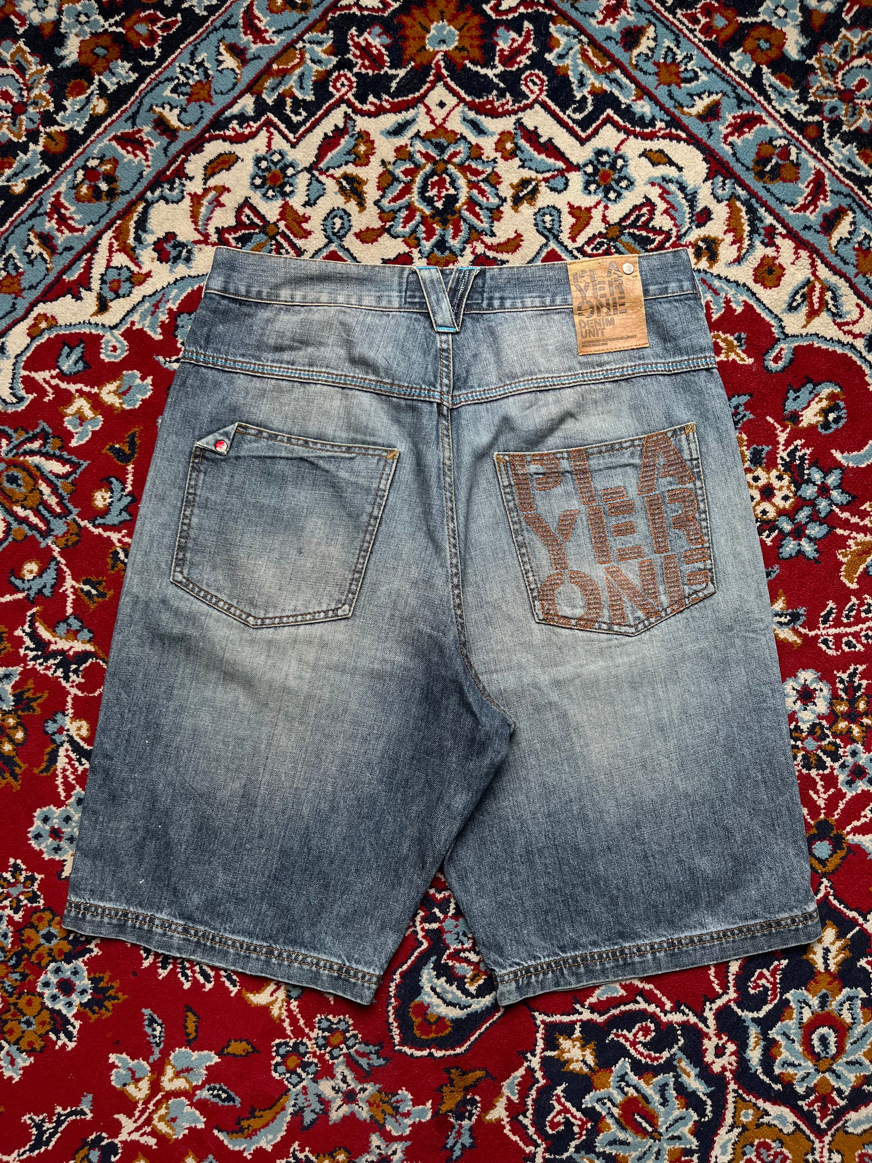 Player One 01 Denim Unit Embroidered Shorts - 32