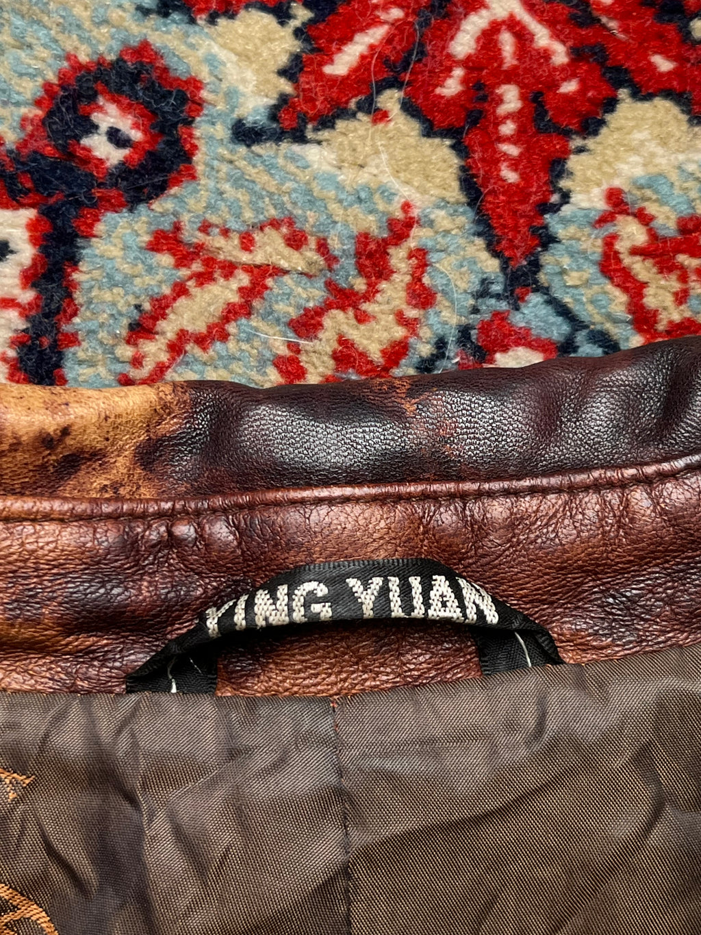 Vintage Acid Washed Distressed Brown Leather BIKER Jacket - L