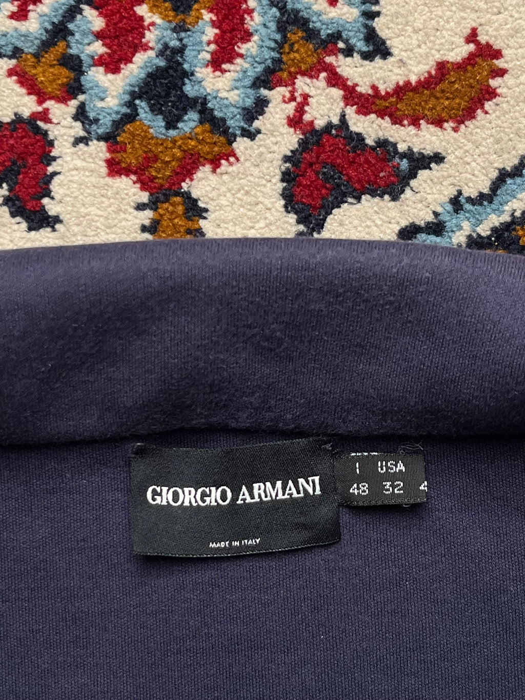Vintage Giorgio Armani Open Collar Navy Blue Polo Tee - M