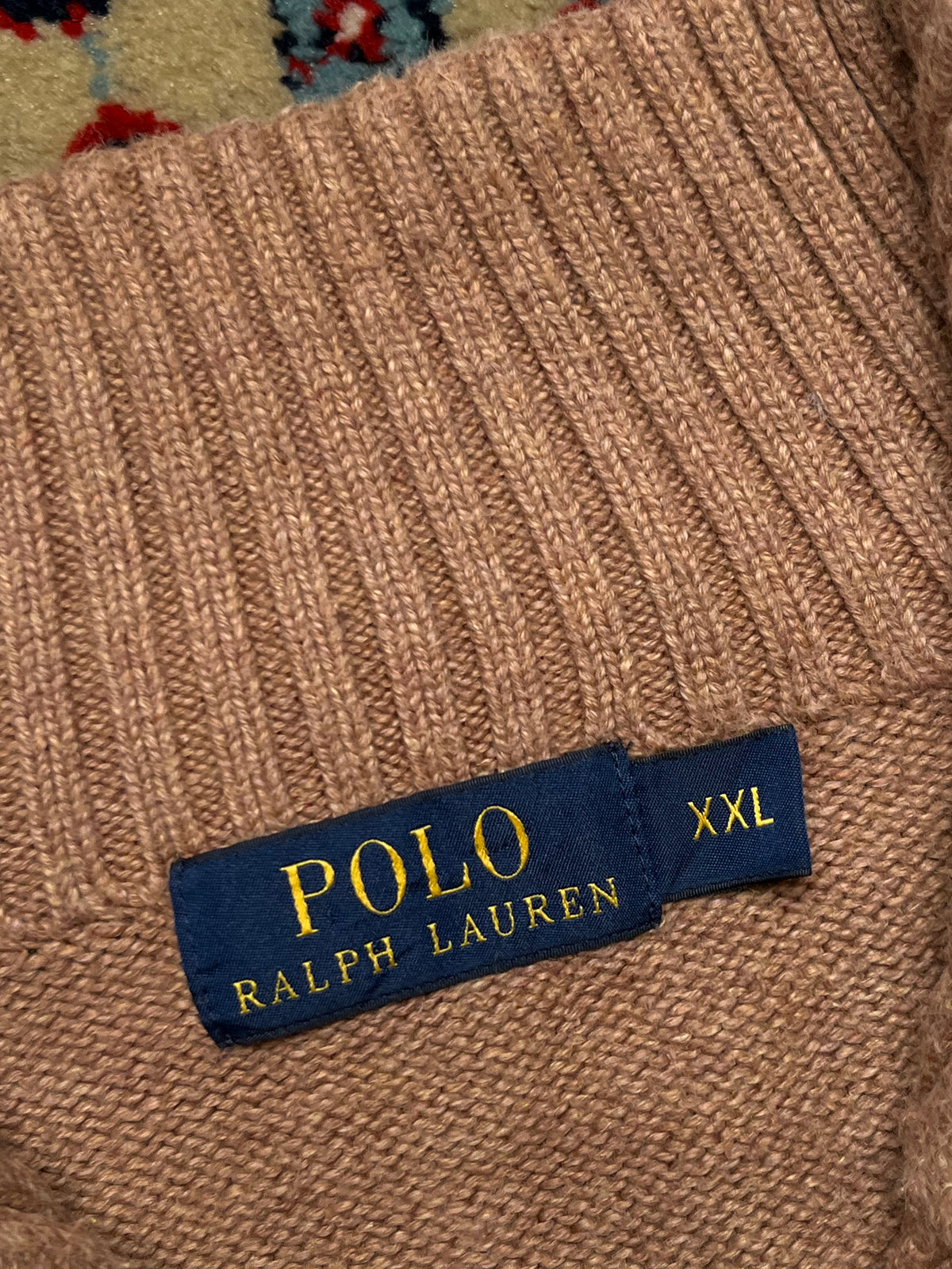 Polo Ralph Lauren Cotton Tan Heather Ribbed Mock Neck Sweater - XL