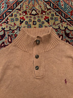 Polo Ralph Lauren Cotton Tan Heather Ribbed Mock Neck Sweater - XL