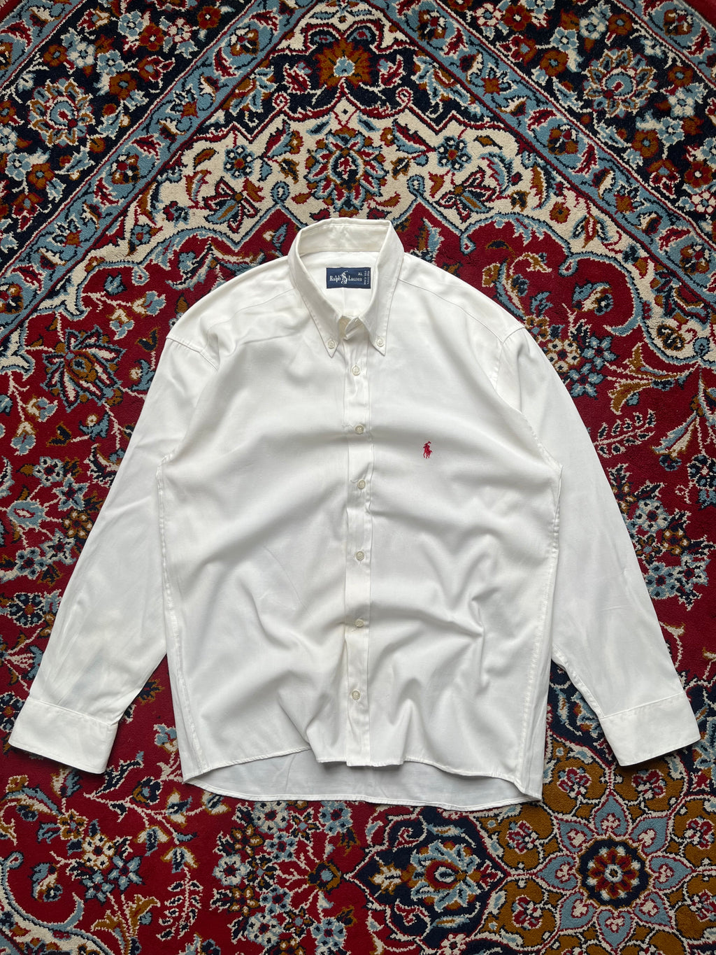 Polo Ralph Lauren White Textured Oxford Button Down Shirt - M