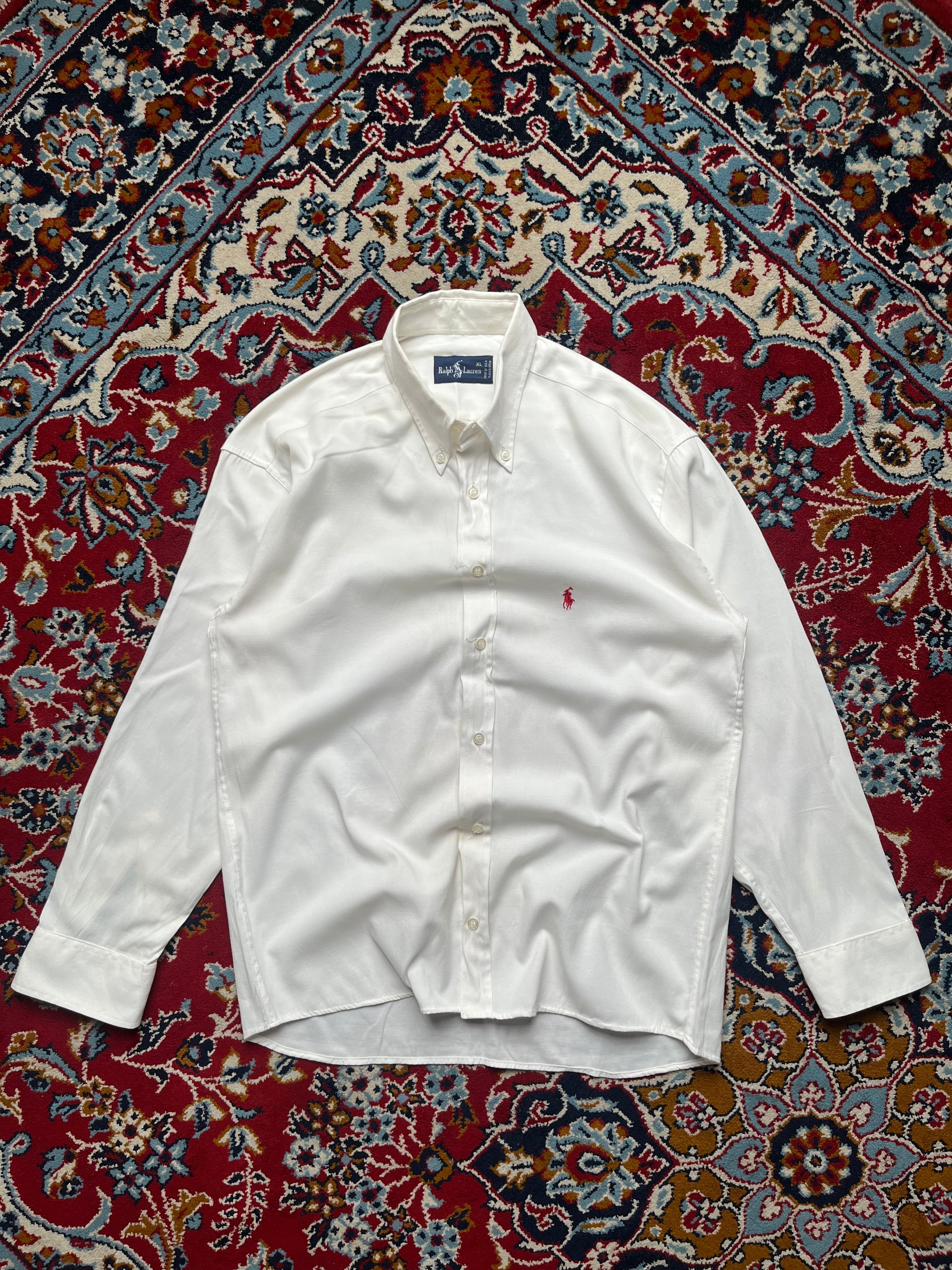 Polo Ralph Lauren White Textured Oxford Button Down Shirt - M