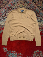 Polo Ralph Lauren Lambswool Camel Knit Polo Sweater - XL