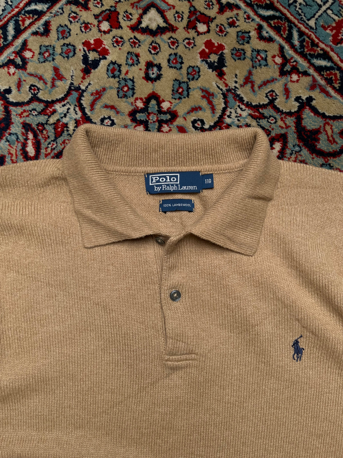 Polo Ralph Lauren Lambswool Camel Knit Polo Sweater - XL