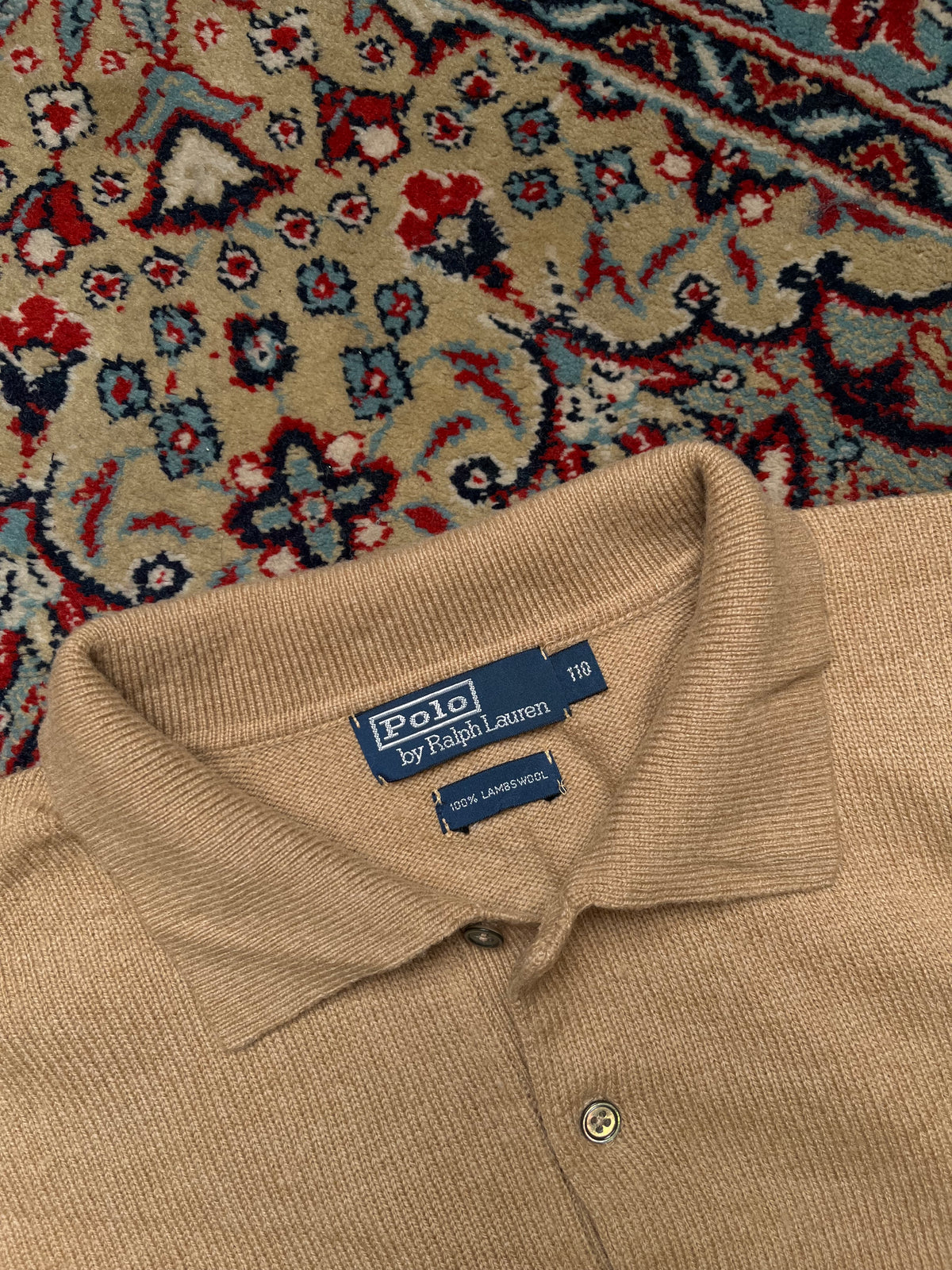 Polo Ralph Lauren Lambswool Camel Knit Polo Sweater - XL