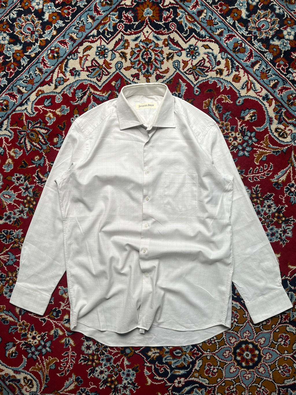 Jacques Britt Grid Pattern Cotton Button Down Shirt - L