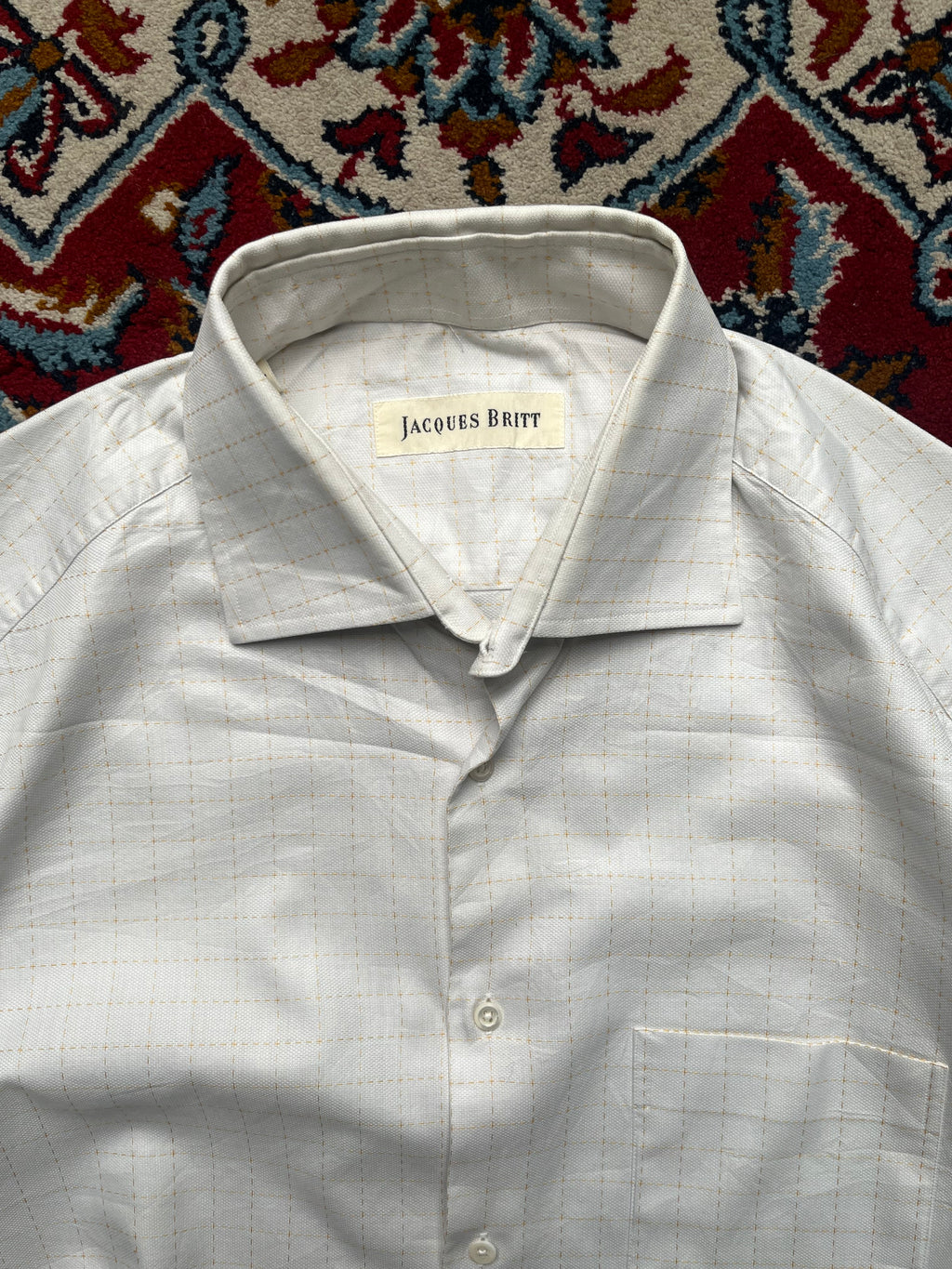 Jacques Britt Grid Pattern Cotton Button Down Shirt - L