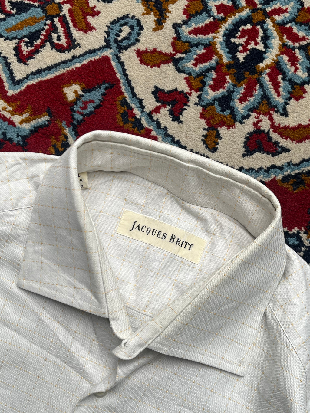 Jacques Britt Grid Pattern Cotton Button Down Shirt - L