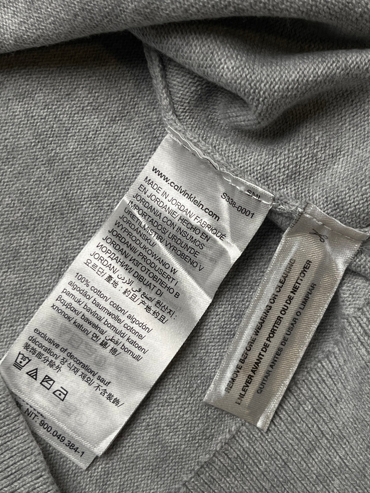 Calvin Klein Cotton Heather Grey Knit Crewneck Sweater - M