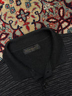 Vintage Yves Saint Laurent Pour Homme Charcoal Heather KNIT Polo Sweater - M