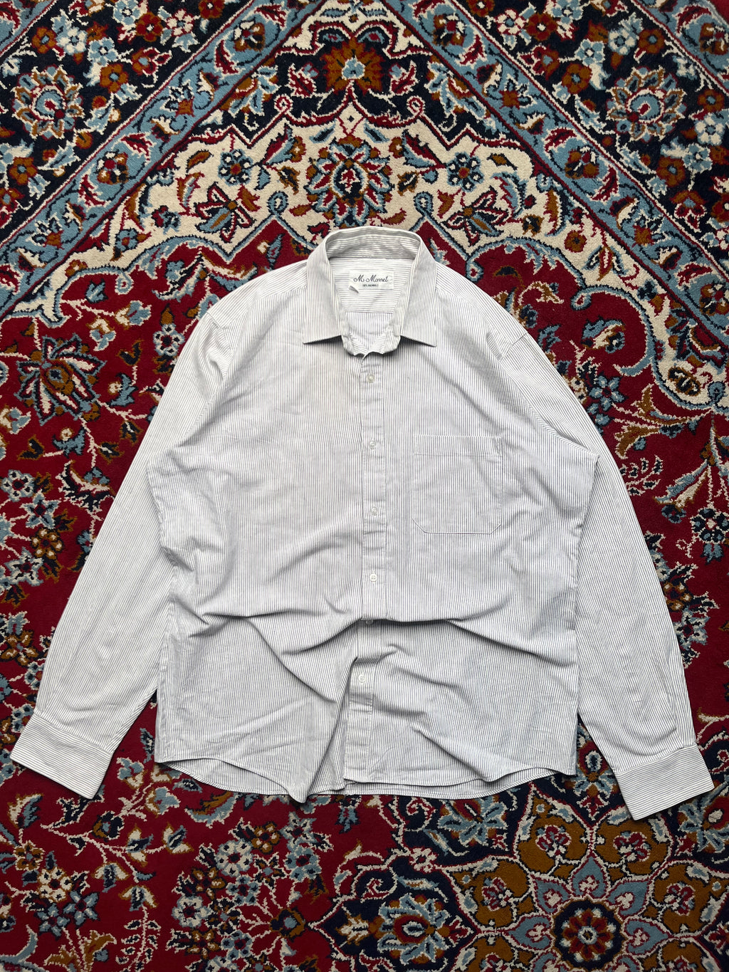 M. Monnet White Fine Striped Button Down Shirt - L