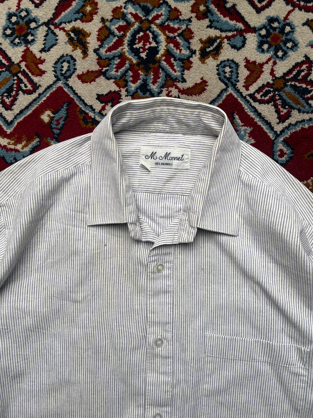 M. Monnet White Fine Striped Button Down Shirt - L