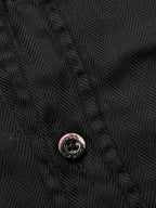 Gucci Black Herringbone Weave French Cuff Button Down Shirt - M