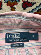 Polo Ralph Lauren Pink Striped Linen Silk Blend Custom Fit Button Down Shirt - S