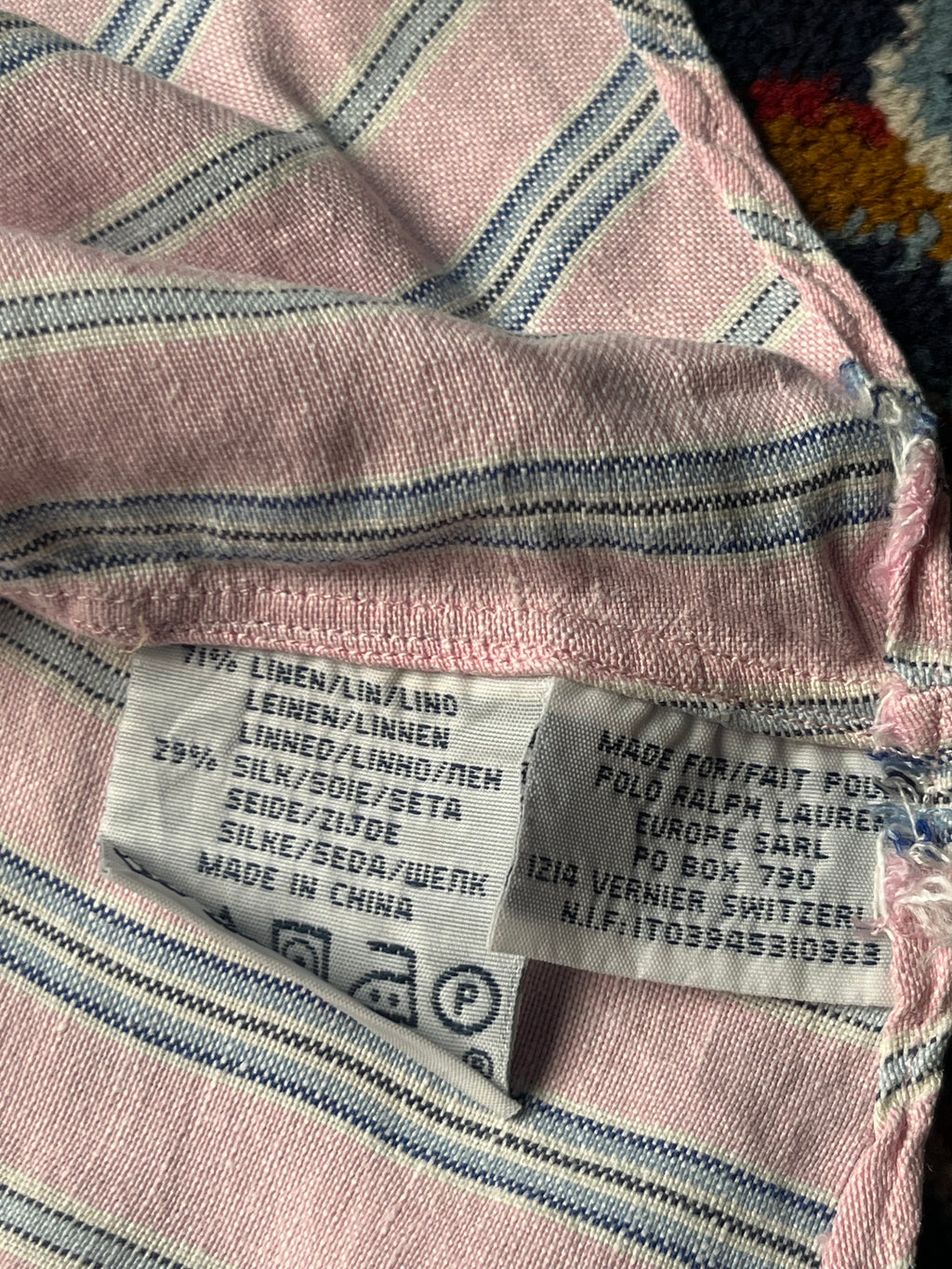 Polo Ralph Lauren Pink Striped Linen Silk Blend Custom Fit Button Down Shirt - S