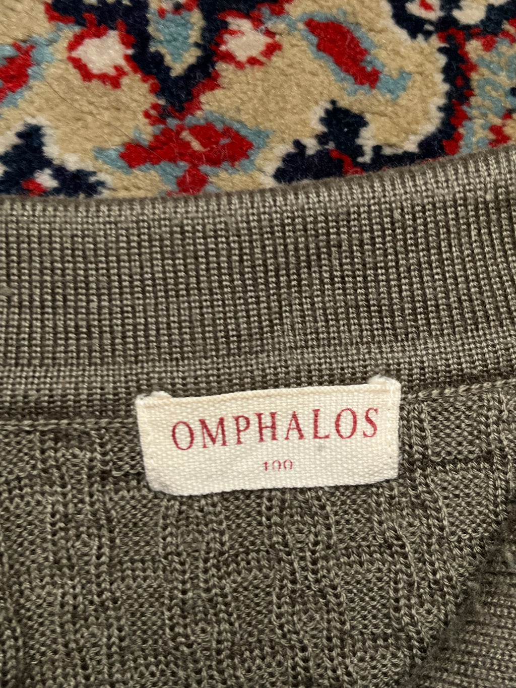 Omphalos Vintage Sage Green Textured Waffle Knit Polo Sweater - M