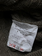 Omphalos Vintage Sage Green Textured Waffle Knit Polo Sweater - M