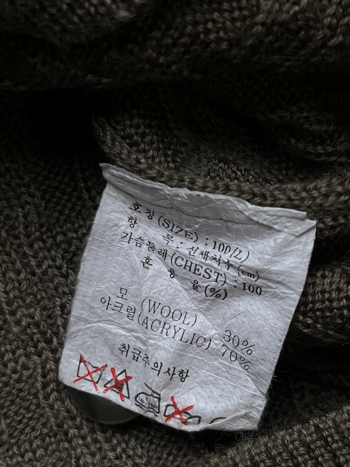 Omphalos Vintage Sage Green Textured Waffle Knit Polo Sweater - M