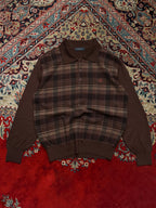 Indian Korea Vintage Brown Plaid Knit Polo Sweater - M