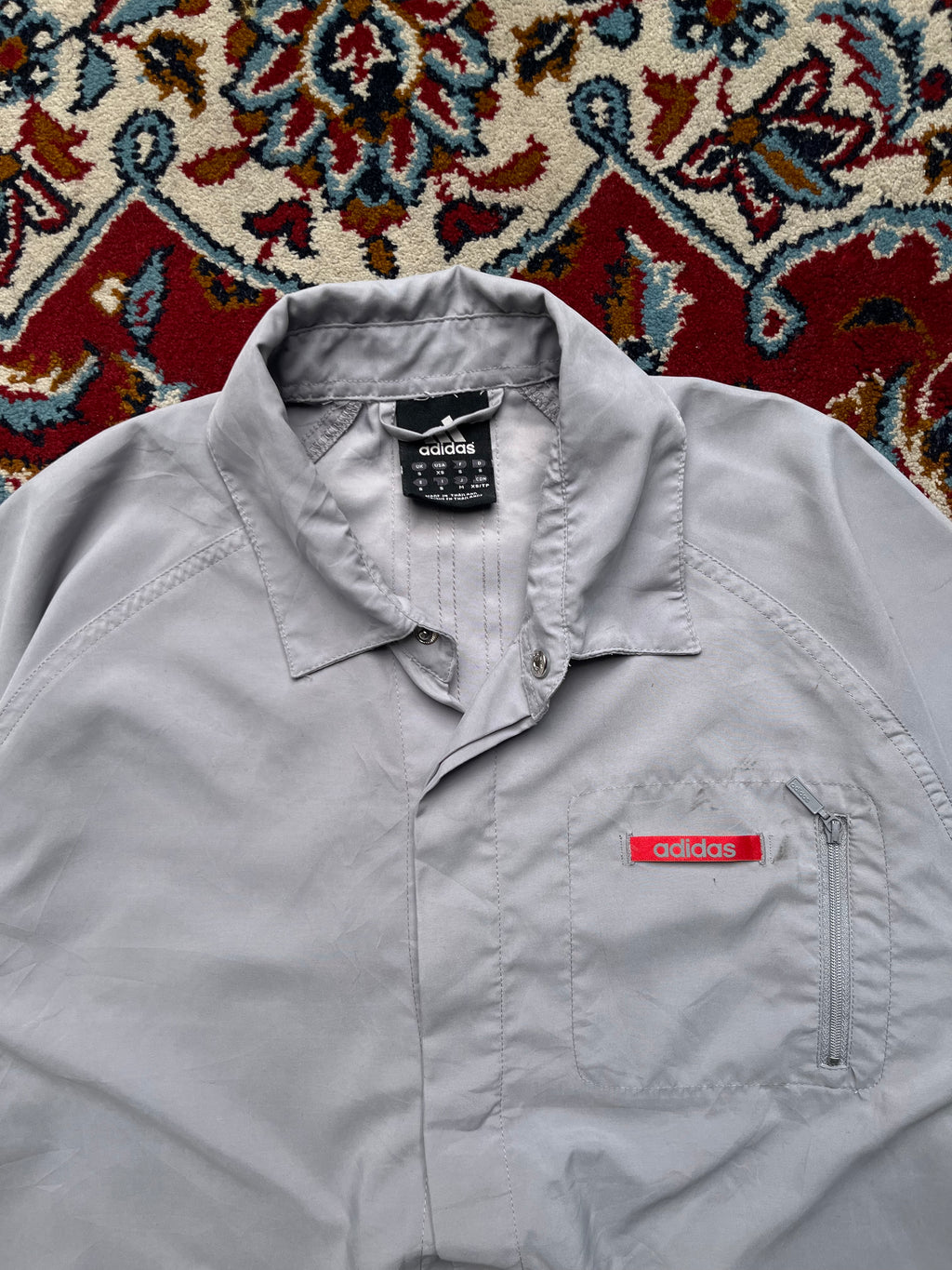 Vintage Adidas 2000s Light Grey Technical Track Shirt - M