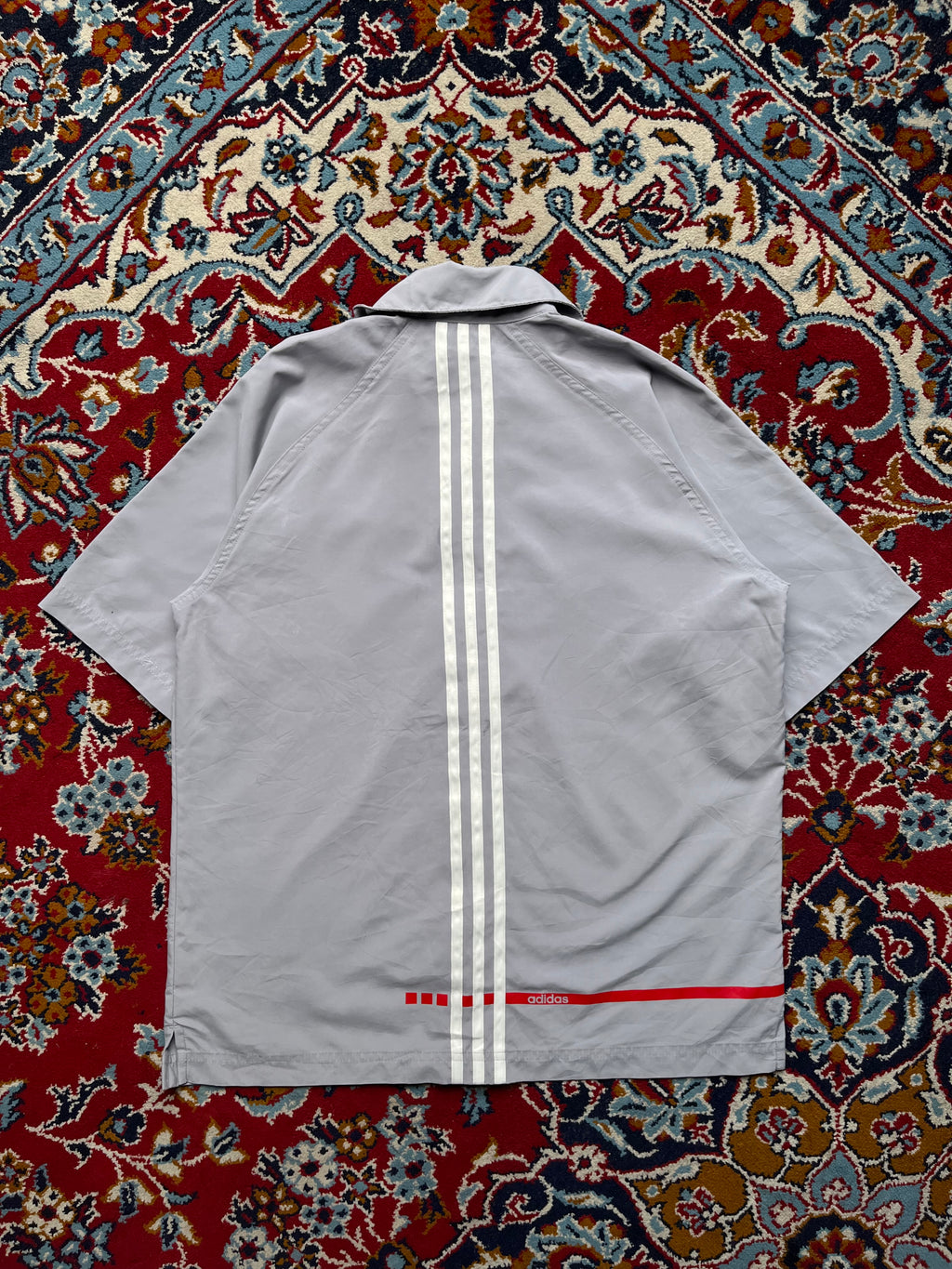 Vintage Adidas 2000s Light Grey Technical Track Shirt - M