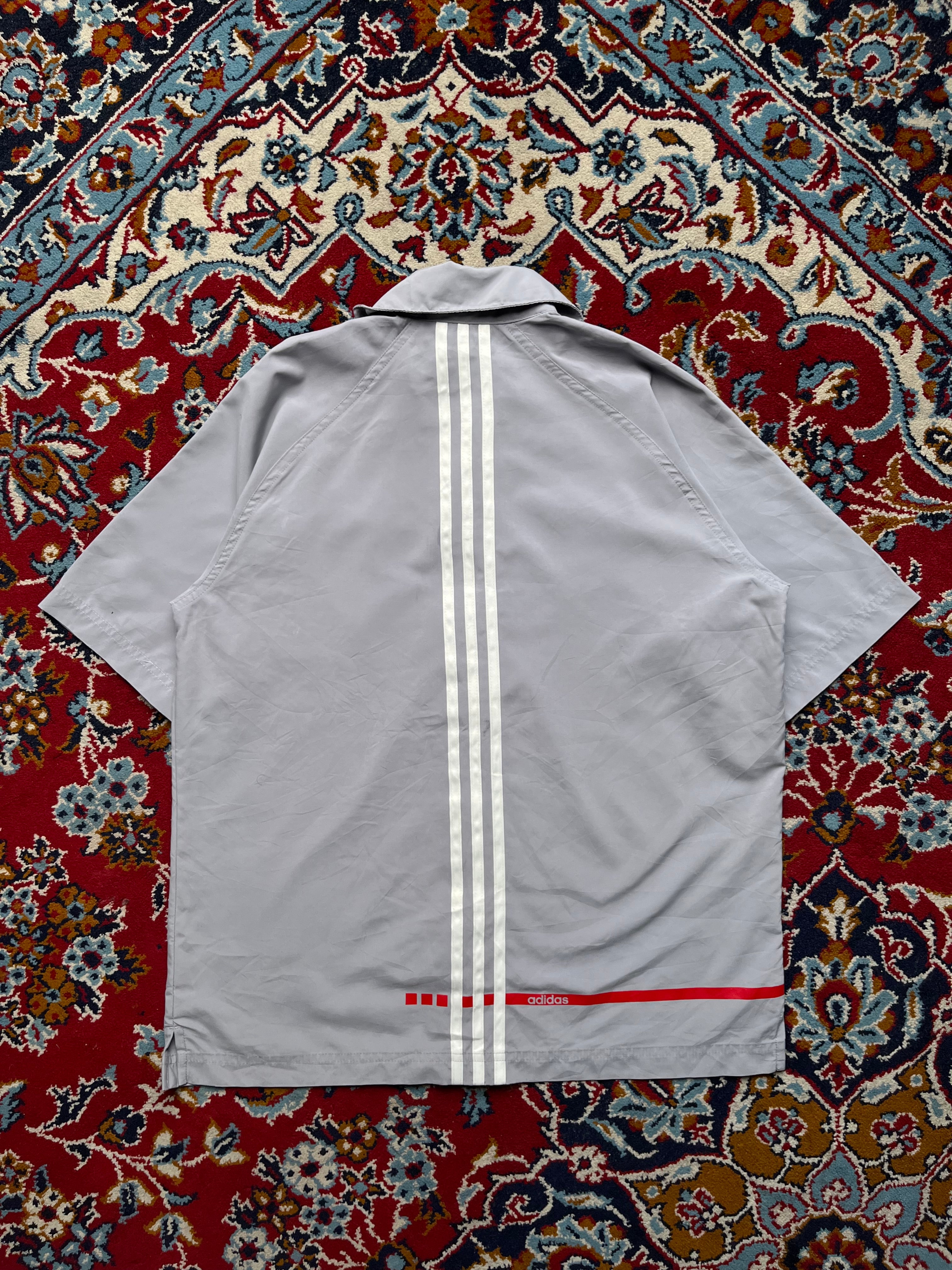 Vintage Adidas 2000s Light Grey Technical Track Shirt - M