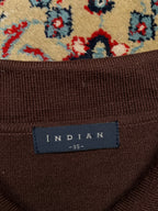 Indian Korea Vintage Brown Plaid Knit Polo Sweater - M