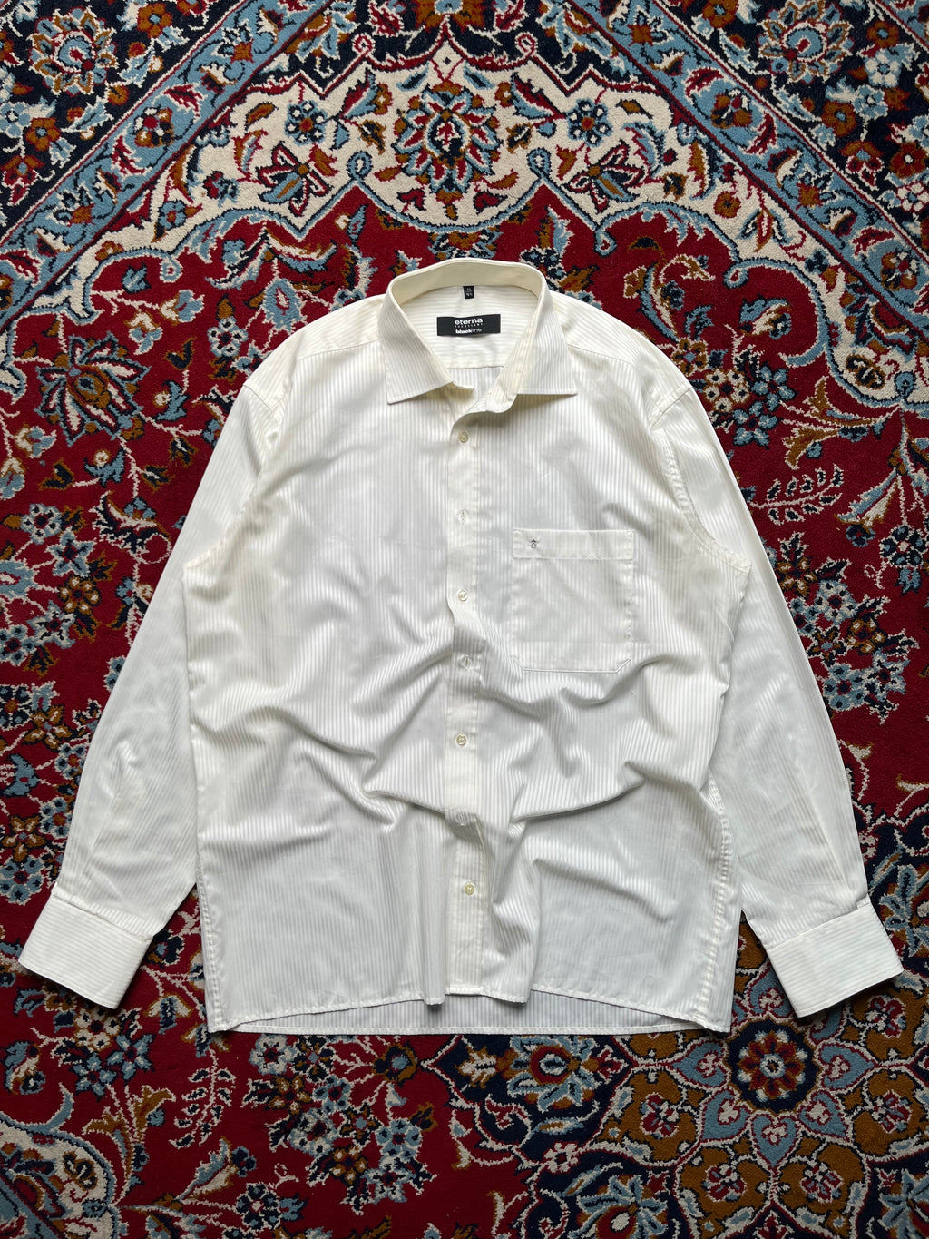 Eterna Excellent Blackline White Tone-on-Tone Stripe Button Down Shirt - XL