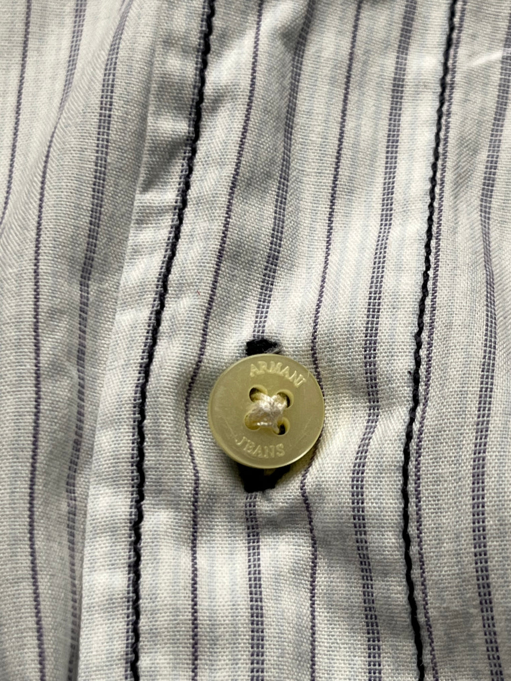 Armani Jeans White Striped Button Down Shirt - L