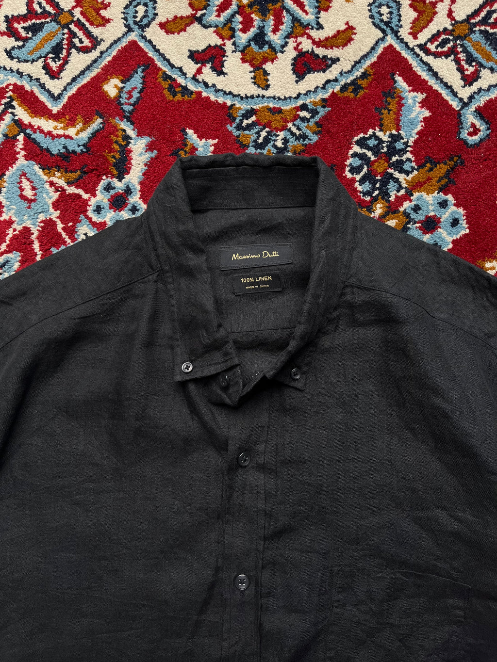 Massimo Dutti Black Linen Button Down Shirt - L