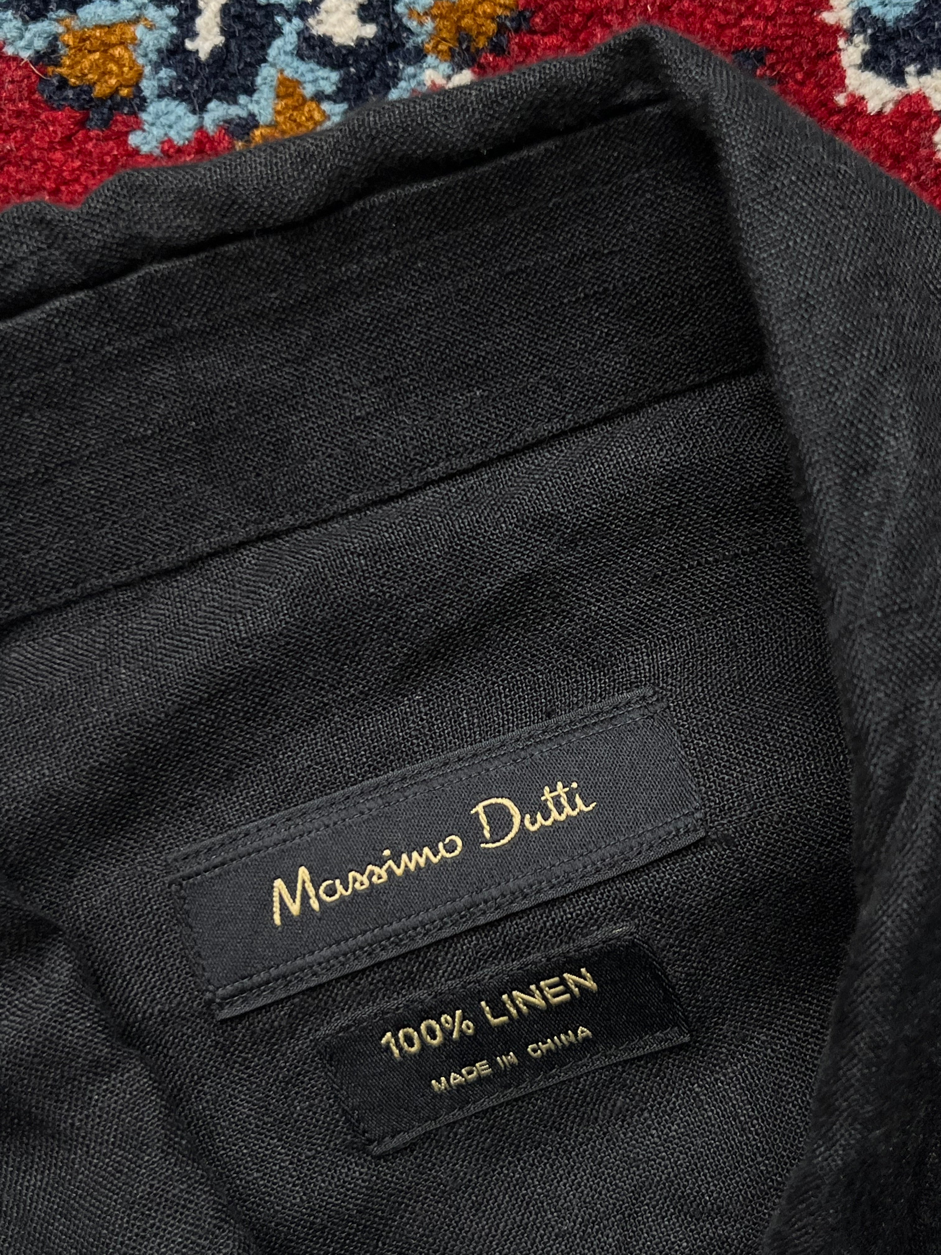Massimo Dutti Black Linen Button Down Shirt - L