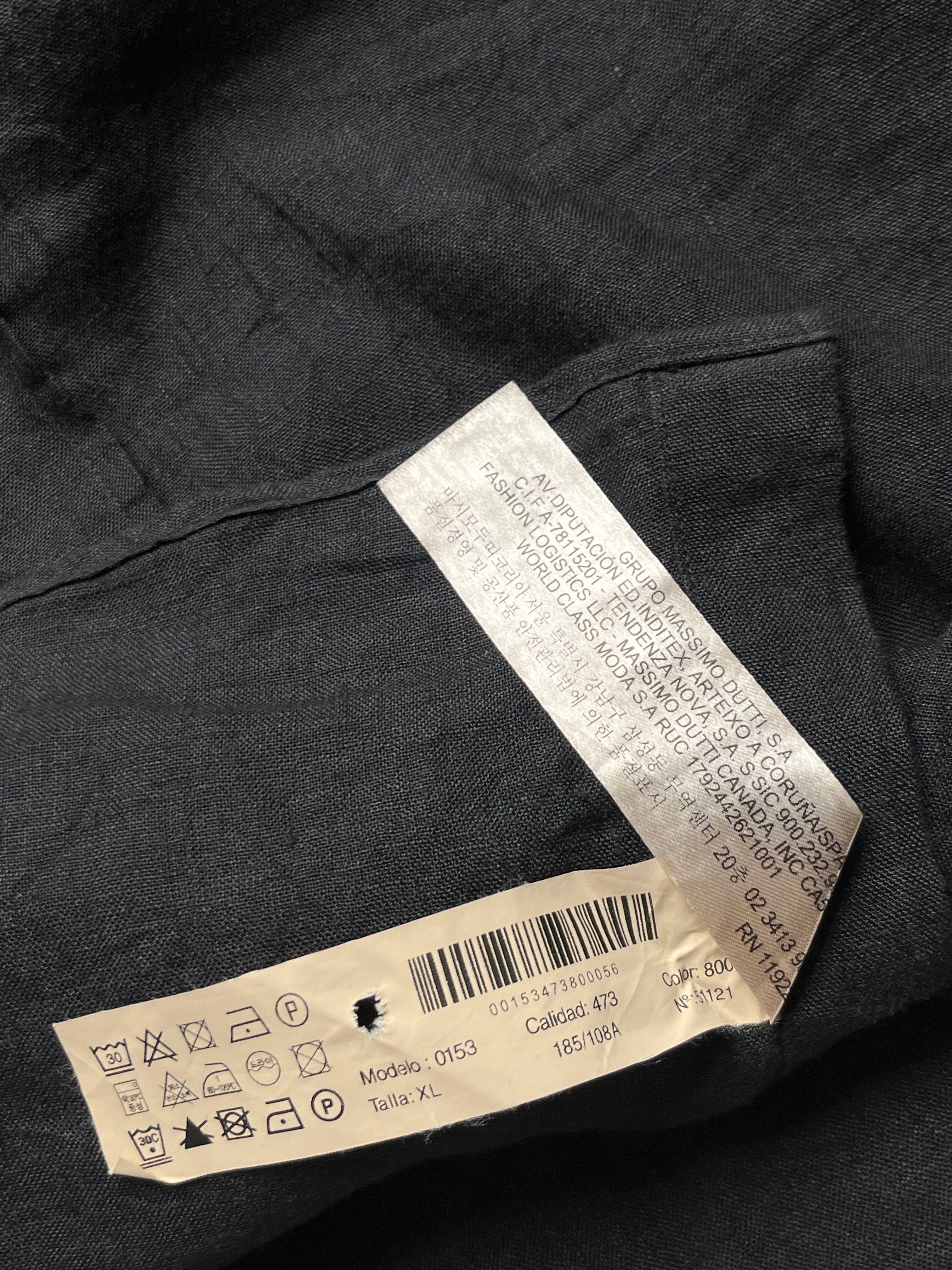 Massimo Dutti Black Linen Button Down Shirt - L