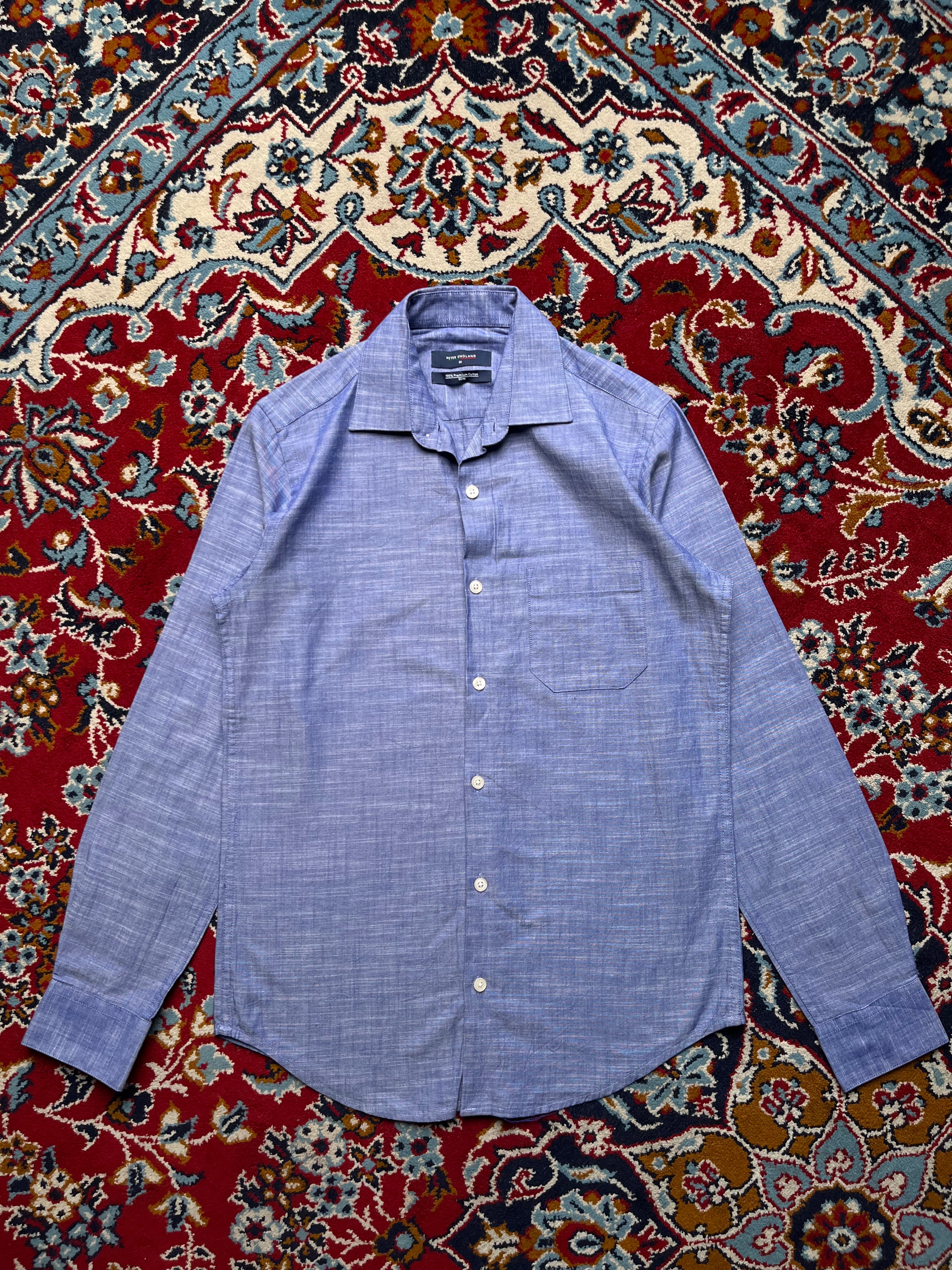 Peter England Premium Cotton Slim Fit Button Down Shirt - S