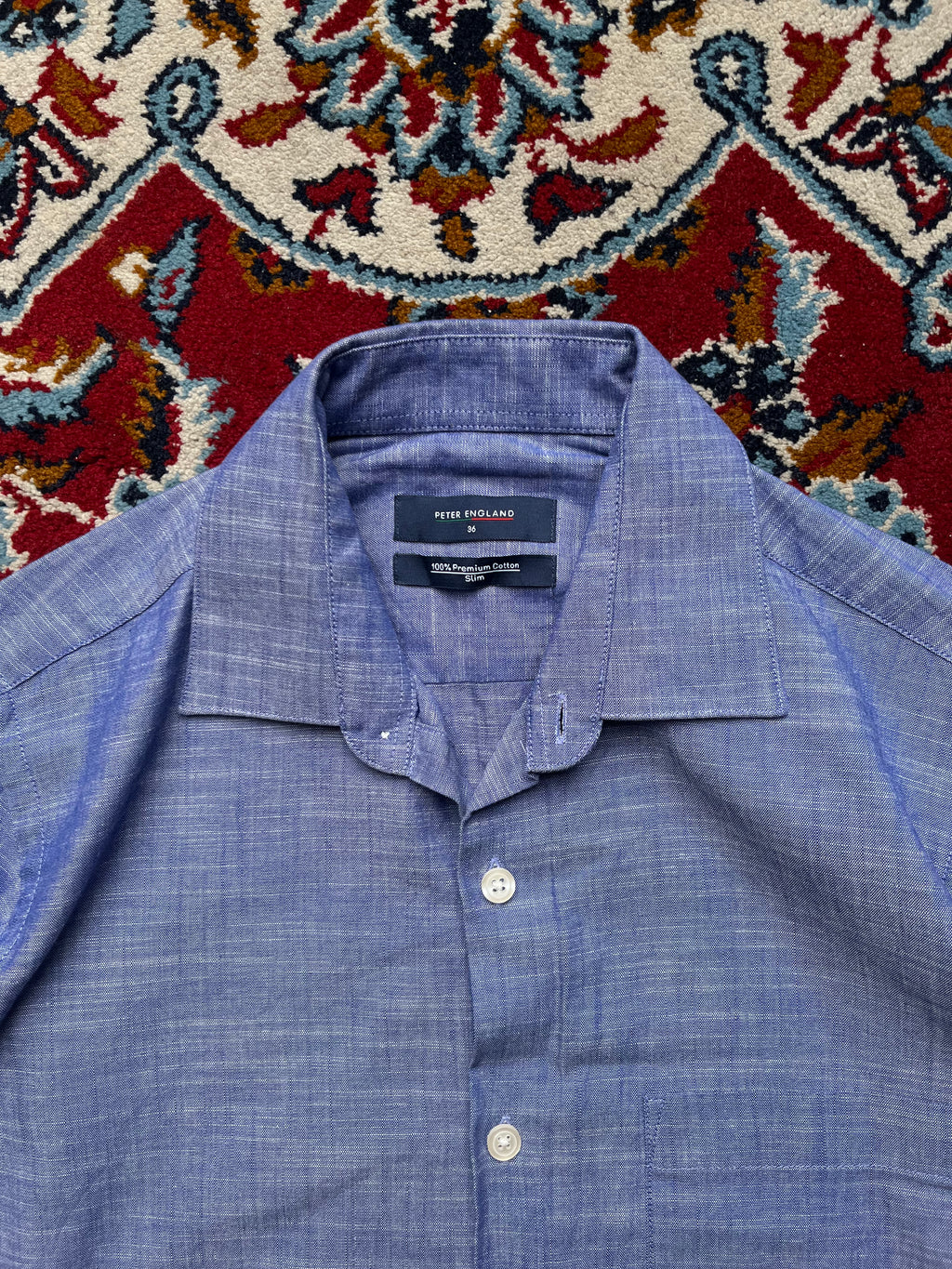 Peter England Premium Cotton Slim Fit Button Down Shirt - S