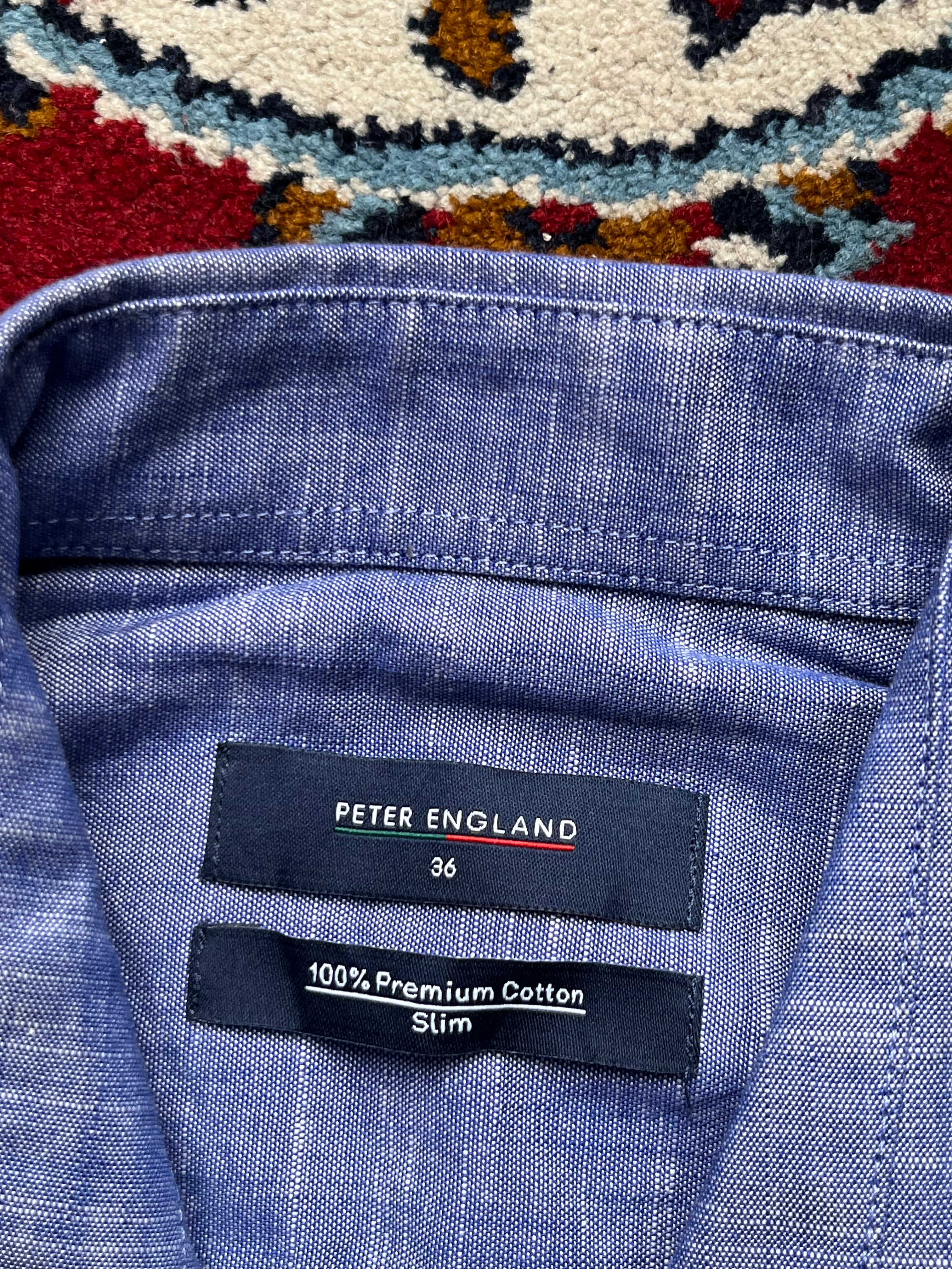 Peter England Premium Cotton Slim Fit Button Down Shirt - S