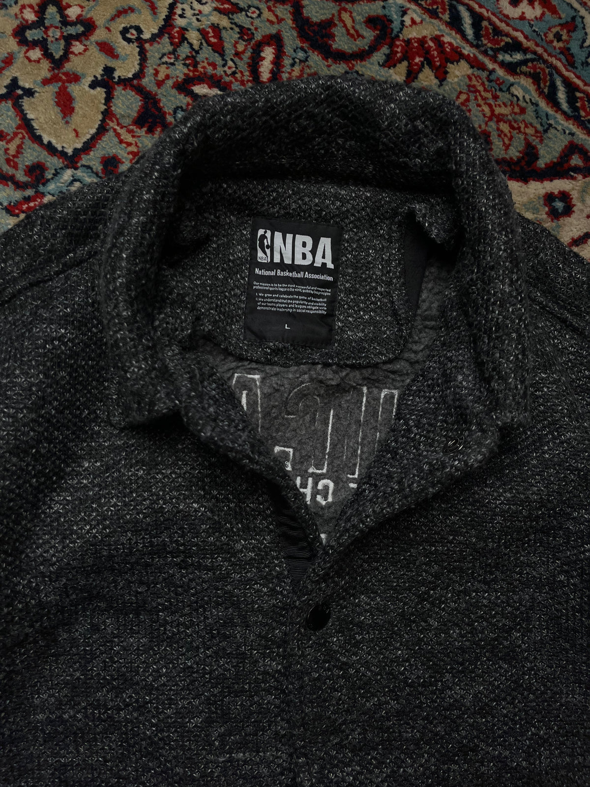 NBA Charcoal Heather Tweed Fleece Coach Jacket - M