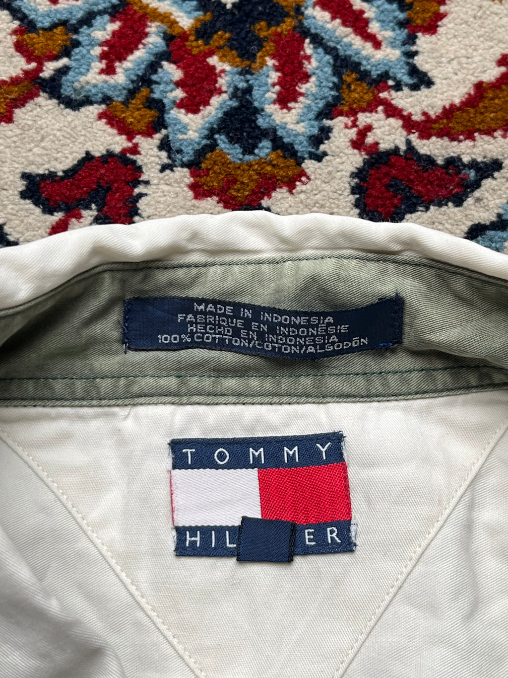 Vintage Tommy Hilfiger Vintage Horizontal Stripe Crest Button Down Shirt - XL